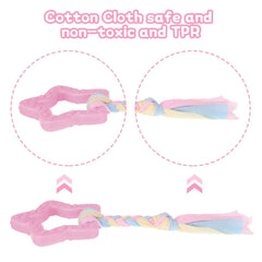 Armscye 5 Pack Puppy Chew Toys for Teething Small Dogs, Pink Rubber Puppy Teething Toys Plush Squeaky Dog Toys for Cleaning Teeth Interactive Pet Doggy Bone Toys - USA MEGA SHOP