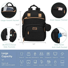Kabaqoo Large Baby Diaper Backpack, Multifunction Waterproof Mom Bag with Changing Pad, black