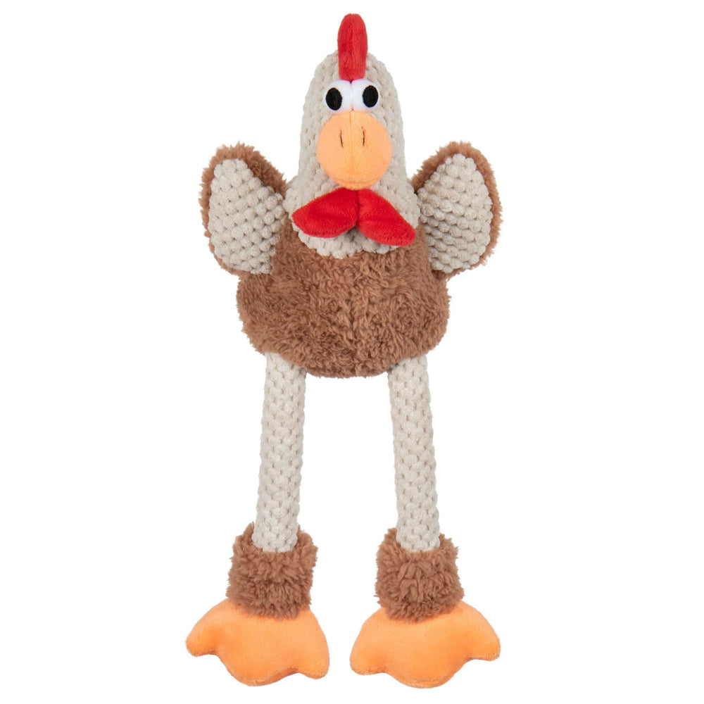goDog Farm Friends Rooster Plush Toy for Dogs with Chew Guard Technology for Stronger & Longer Play, Soft & Durable, Built-In Squeaker, Brown, Medium - USA MEGA SHOP
