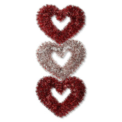 Tinsel Hearts Hanging Decoration, Red and Pink, 19", Valentine's Day by Way To Celebrate