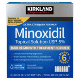 Kirkland Signature Hair Regrowth Treatment Extra Strength for Men, 5% Minoxidil Topical Solution, 2 fl oz, 6-pack