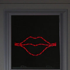 17.5" Lighted Red Lips Valentine's Day Window Silhouette