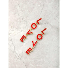 Way to Celebrate Valentine's Day Love Linear Earrings,1 Pair