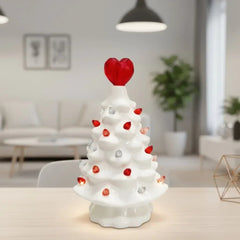 Danhjin Ceramic Valentine Tree LED Decor 6.3 in With Battery Case for Valentine's Day Home Decoration