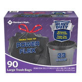members-mark-33-gallon-drawstring-trash-bags-power-flex-box-front-90-count - USA Mega Shop