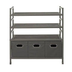 neatfreak 4-Tier Stackable Metal Storage Rack with Fabric Bins - USA MEGA SHOP