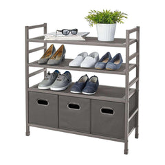 neatfreak 4-Tier Stackable Metal Storage Rack with Fabric Bins - USA MEGA SHOP