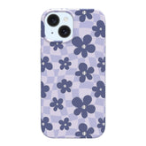 onn Purple Checkered Floral Phone Case for iPhone 17e / iPhone 16e / iPhone 15 / iPhone 14 / iPhone 13