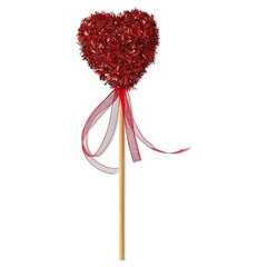 Tinsel Heart Decorative Picks, Red and Pink, 8", 4 Count Per Pack, Valentine's Day by Way To Celebrate (Pack of 2)