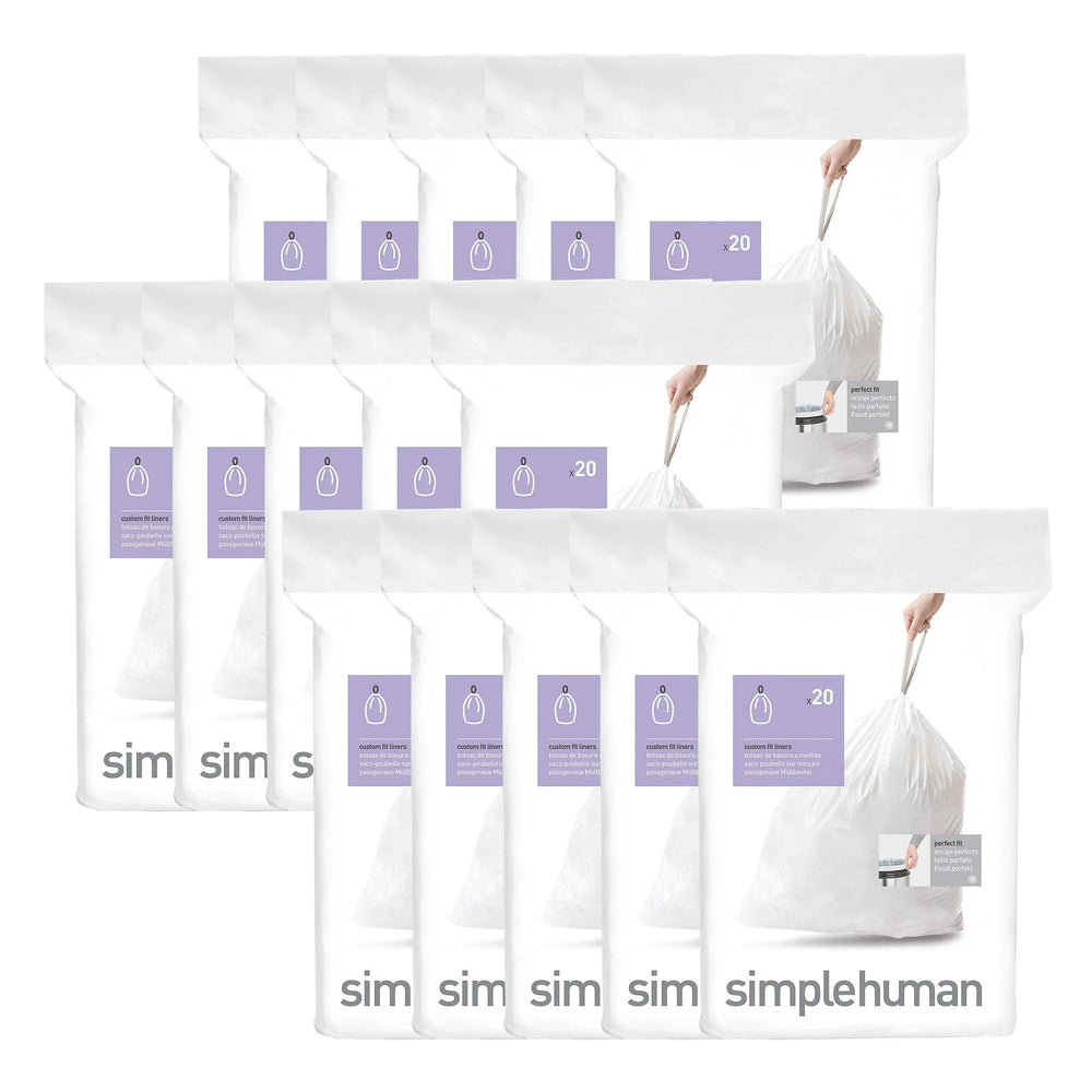 simplehuman Custom Fit Liners, 300-pack - USA MEGA SHOP