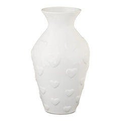 Ceramic Valentine's Day Heart Vase, White, 12", by My Texas House