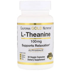 California Gold Nutrition, L-Theanine, Featuring AlphaWave, 100 mg, 30 Veggie Capsules