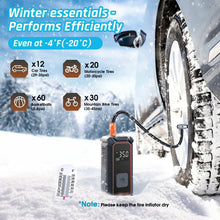 Cordless portable tire inflator with digital gauge display and orange air nozzle