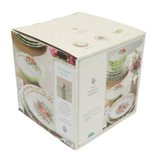 Ceramic dinnerware set gift box with floral plate images and The Pioneer Woman branding