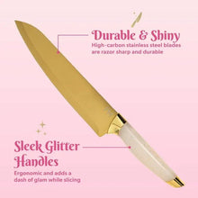 Glitter knife with gold blade and white handle, shown for blade and grip