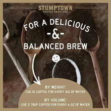 Coffee grounds with scoop on Stumptown promotional graphic