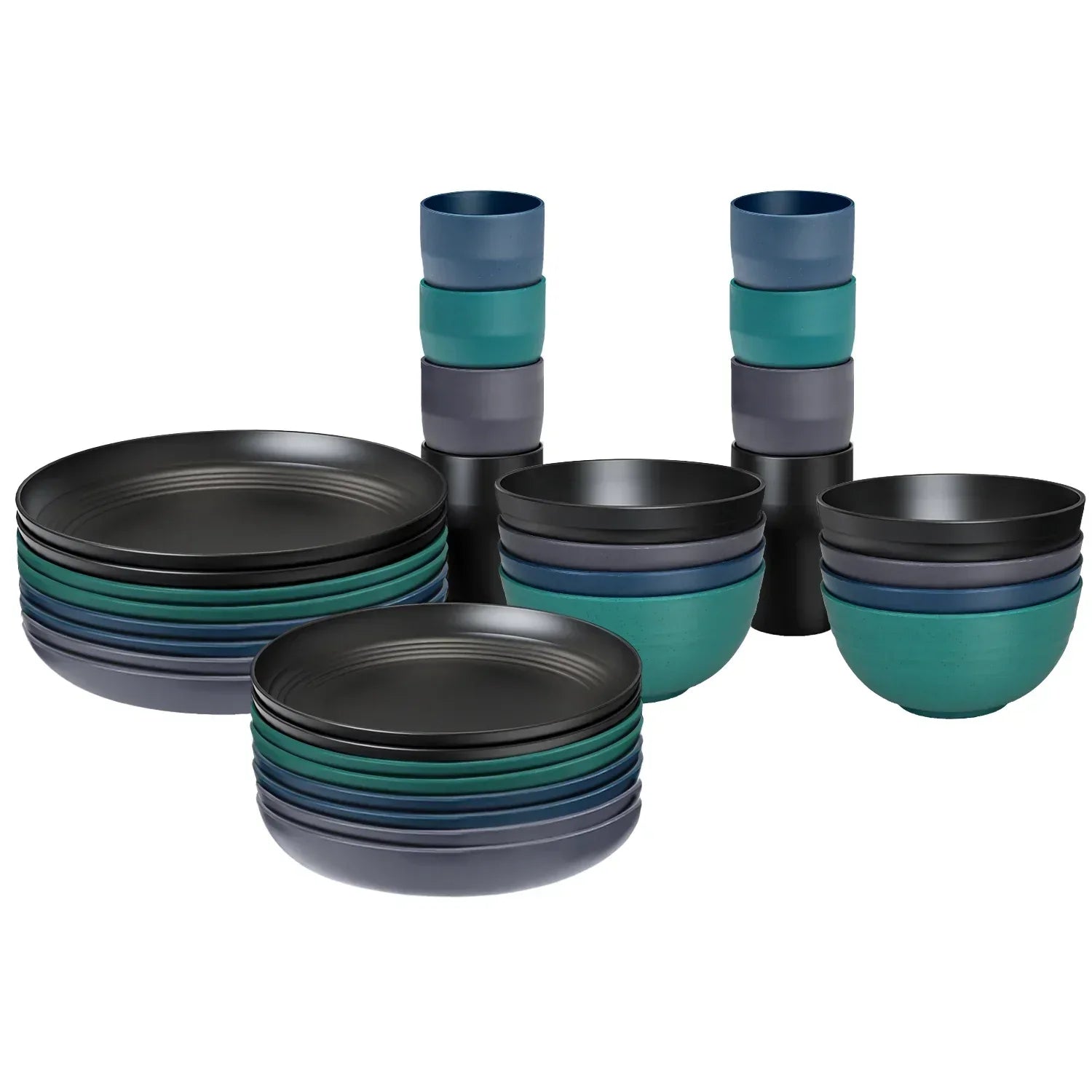 TINANA Wheat Straw Dinnerware Sets, Service for 8, 32 PCS Unbreakable Dinnerware,Microwave Dishwasher Safe - USA MEGA SHOP