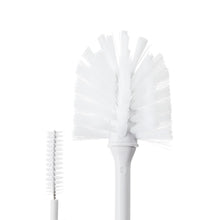 White bottle brush with dense bristle head for bottle cleaning
