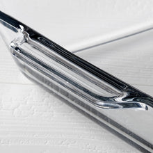 Tempered clear glass baking dish rim detail with thick, clear walls