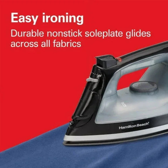 Hamilton Beach Full-Size Nonstick Iron, Black, Model 14289 - USA MEGA SHOP