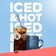 Keurig K-Iced Plus single serve coffee maker with iced drink in clear mug