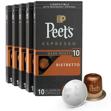 Peet's Espresso Ristretto dark roast pods, Intensity 10, with aluminum capsule