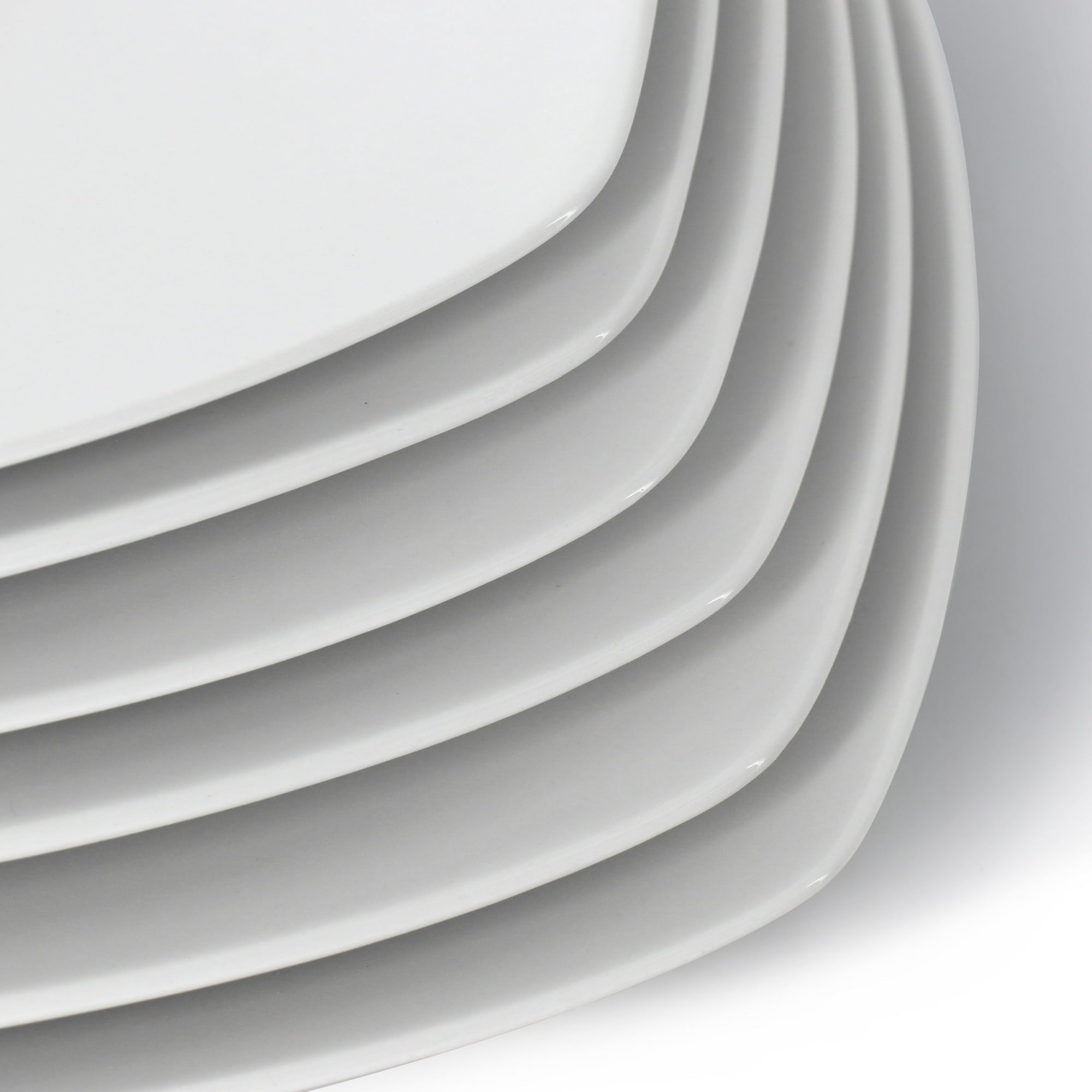 Elama Professional Kitchen 12 Piece Porcelain Square Dinner Plate Set in White