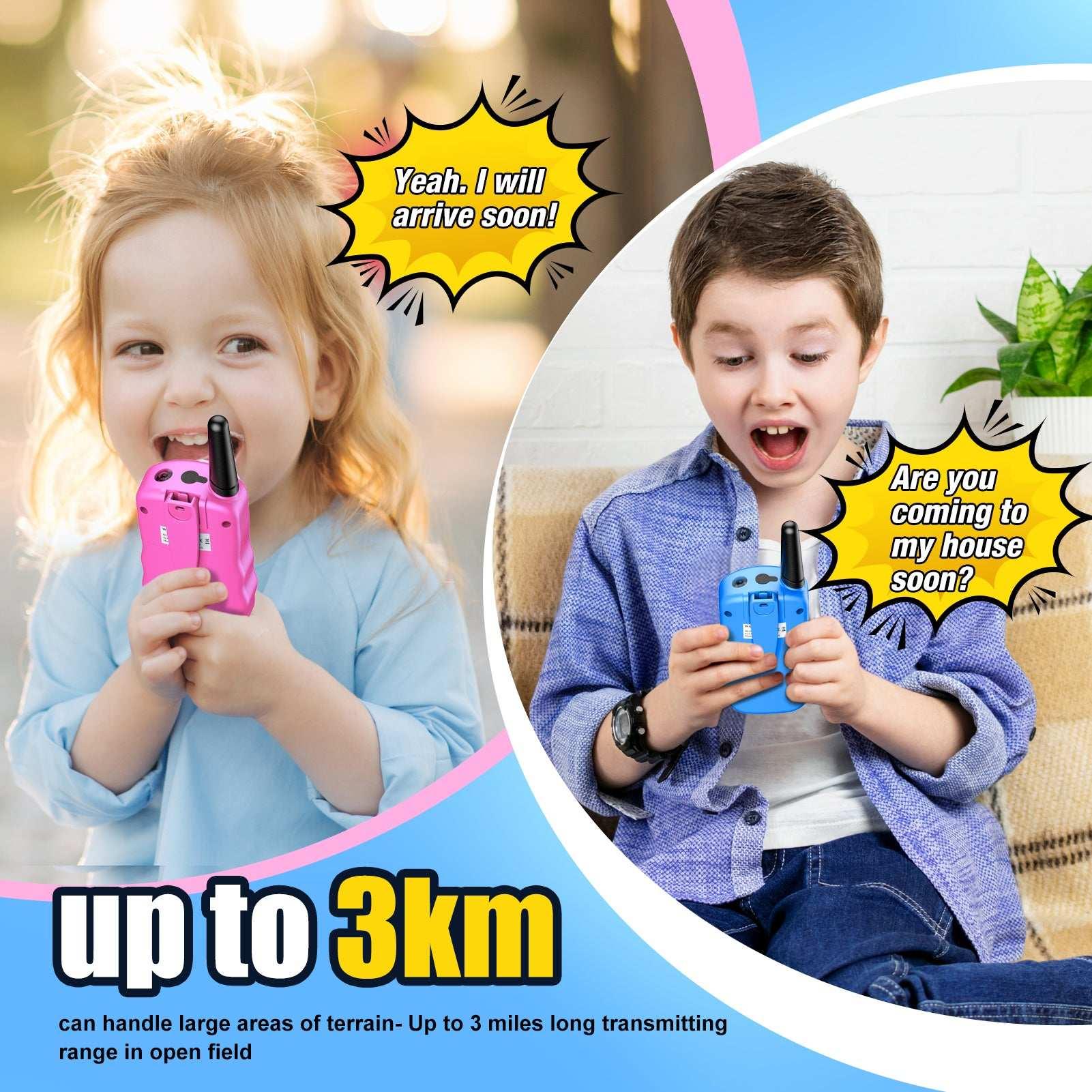 Kids Walkie Talkies 3 Packs, 2 Way Radio, 3 KM Long Range, Clear Sound 22 Channels Indoor Outdoor Toy for Boys Girls 3-12 Years Old Kids Gifts - USA MEGA SHOP