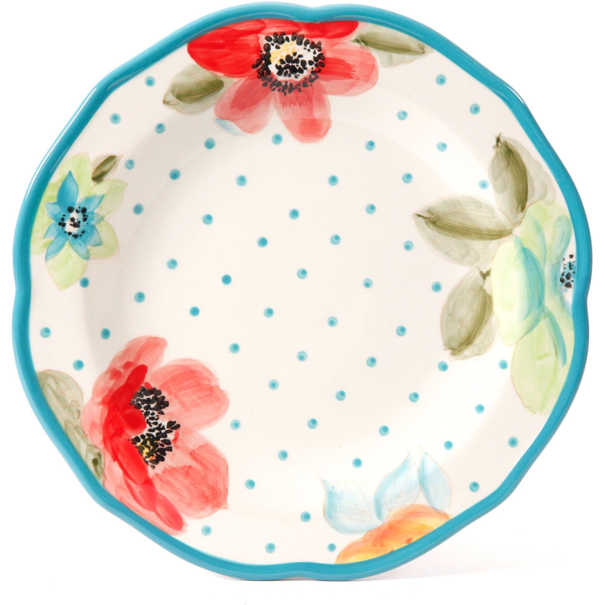 The Pioneer Woman Vintage Bloom 12-Piece Dinnerware Set, Turquoise