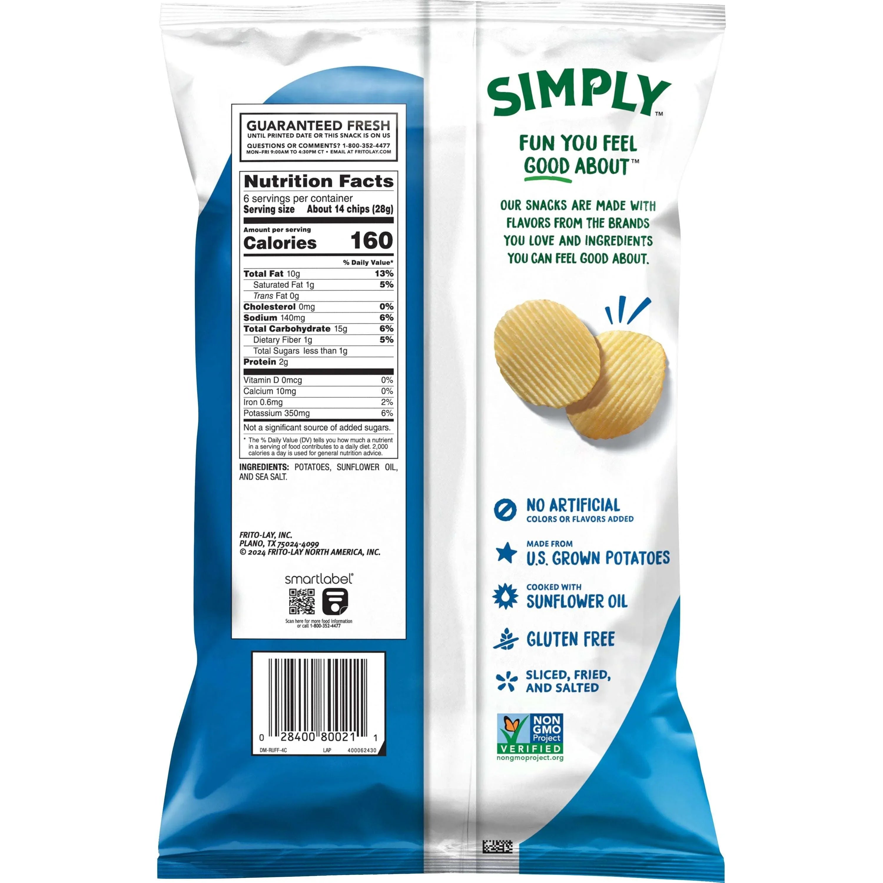 Simply Ruffles Sea Salt Potato Chips , 6 oz