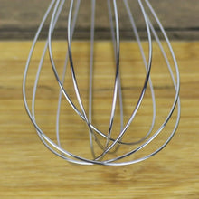 Oval balloon whisk wires, stainless steel, close-up of curved wire loops