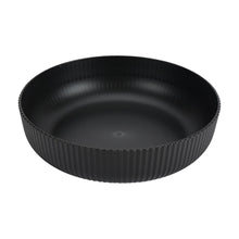Black ribbed dinner bowl with fluted sides, 43-oz recycled plastic