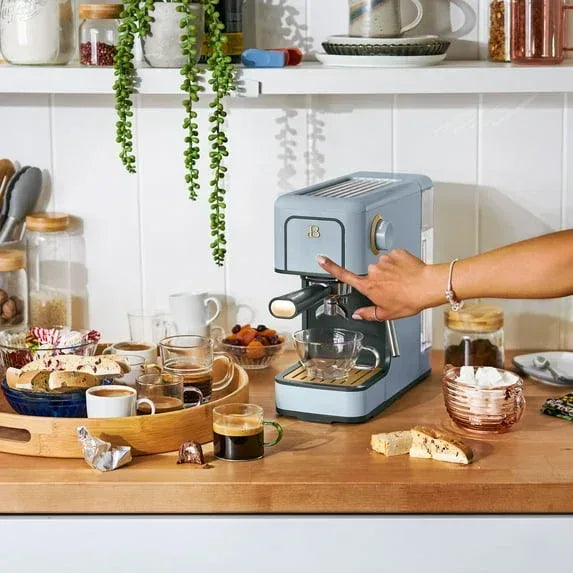 Beautiful Slim Espresso Machine with 20-Bar Pressure, White Icing by Drew Barrymore