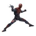 Spider-Man velocity suit action figure in flying pose, red mask and dark blue suit