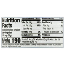 Honey roasted cashews Nutrition Facts panel on canister