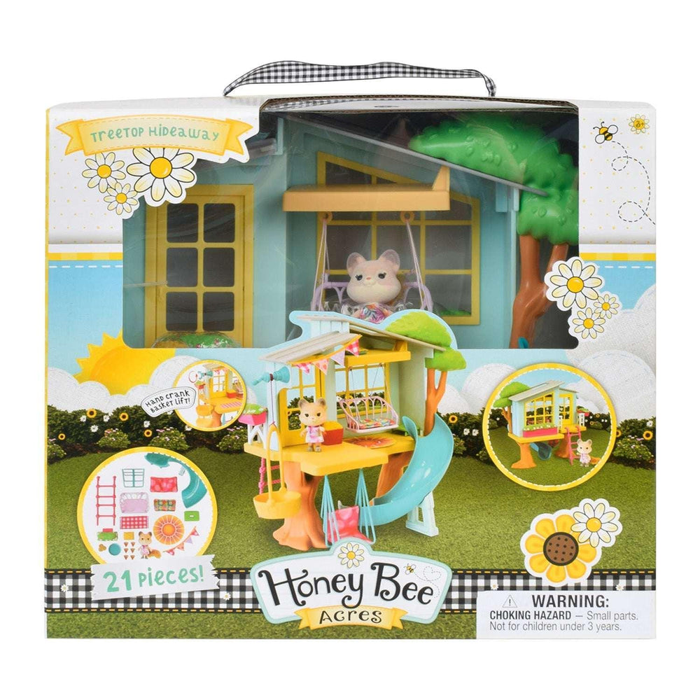 Honey Bee Acres 10in Treetop Hideaway Dollhouse with Miniature Figure, 21 Pieces, Children Ages 3+ - USA MEGA SHOP
