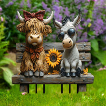 Acrylic cow and donkey shaped flower pot planter with sunflower and ground stakes