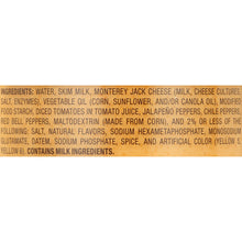 Ingredients list on salsa con queso jar back label