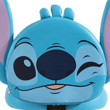 Blue Stitch headrest cushion with large eyes and smile detail on a kids desk chair