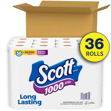 Scott toilet paper 36-roll pack, rolls in opened shipping box