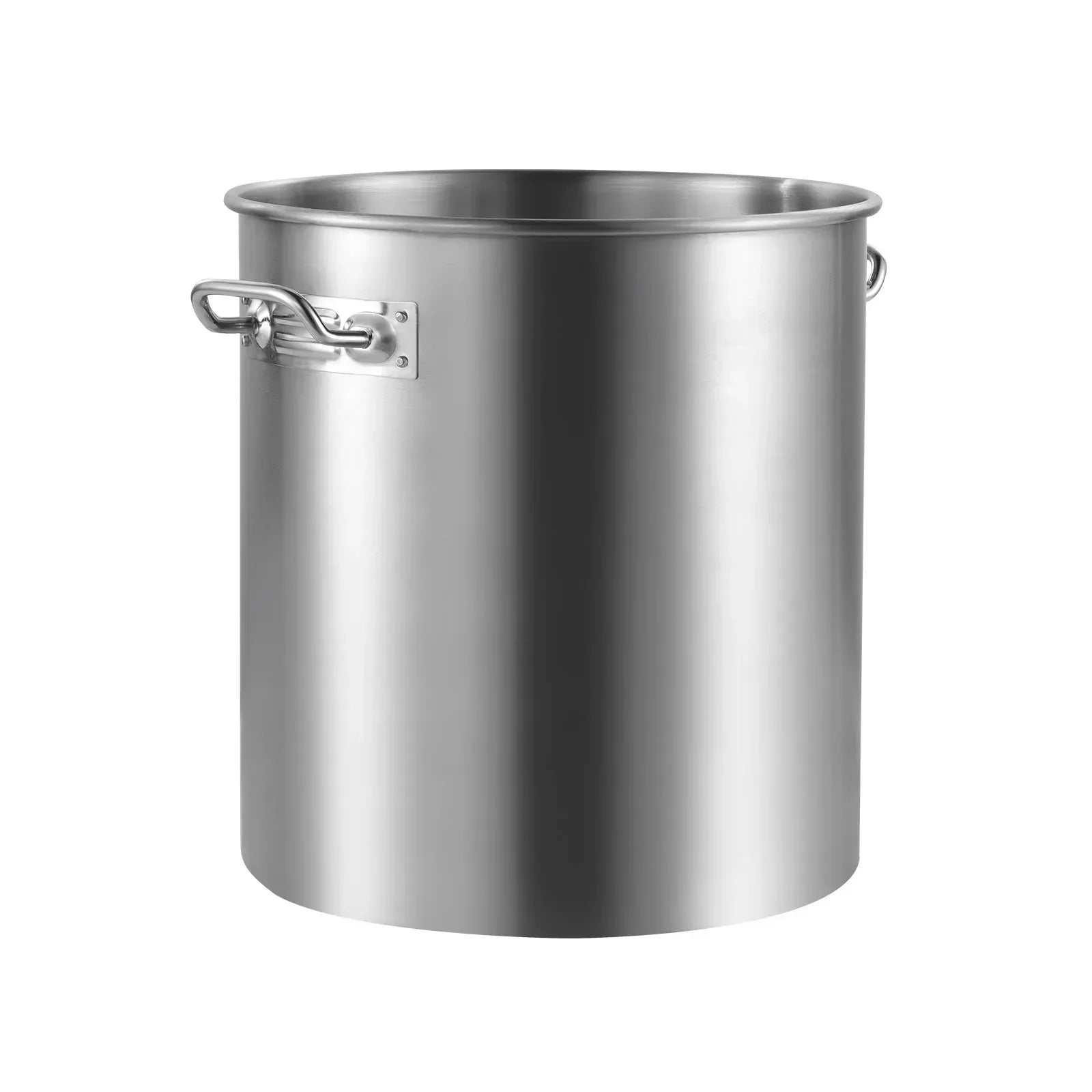 Silver Stockpot, 24 Quart Capacity, Stainless Steel Cookware with Lid, Handle, and Sanding Treatment, Ideal for Steaming, Boiling, or Frying, Robust Commercial Grade