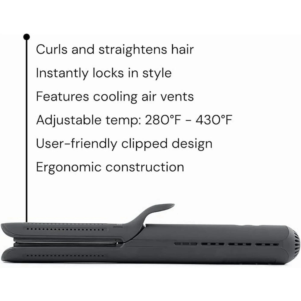 L'ange Hair Le Duo 360 Airflow Styler, Titanium Flat Iron Hair Straightener (Black) - USA MEGA SHOP