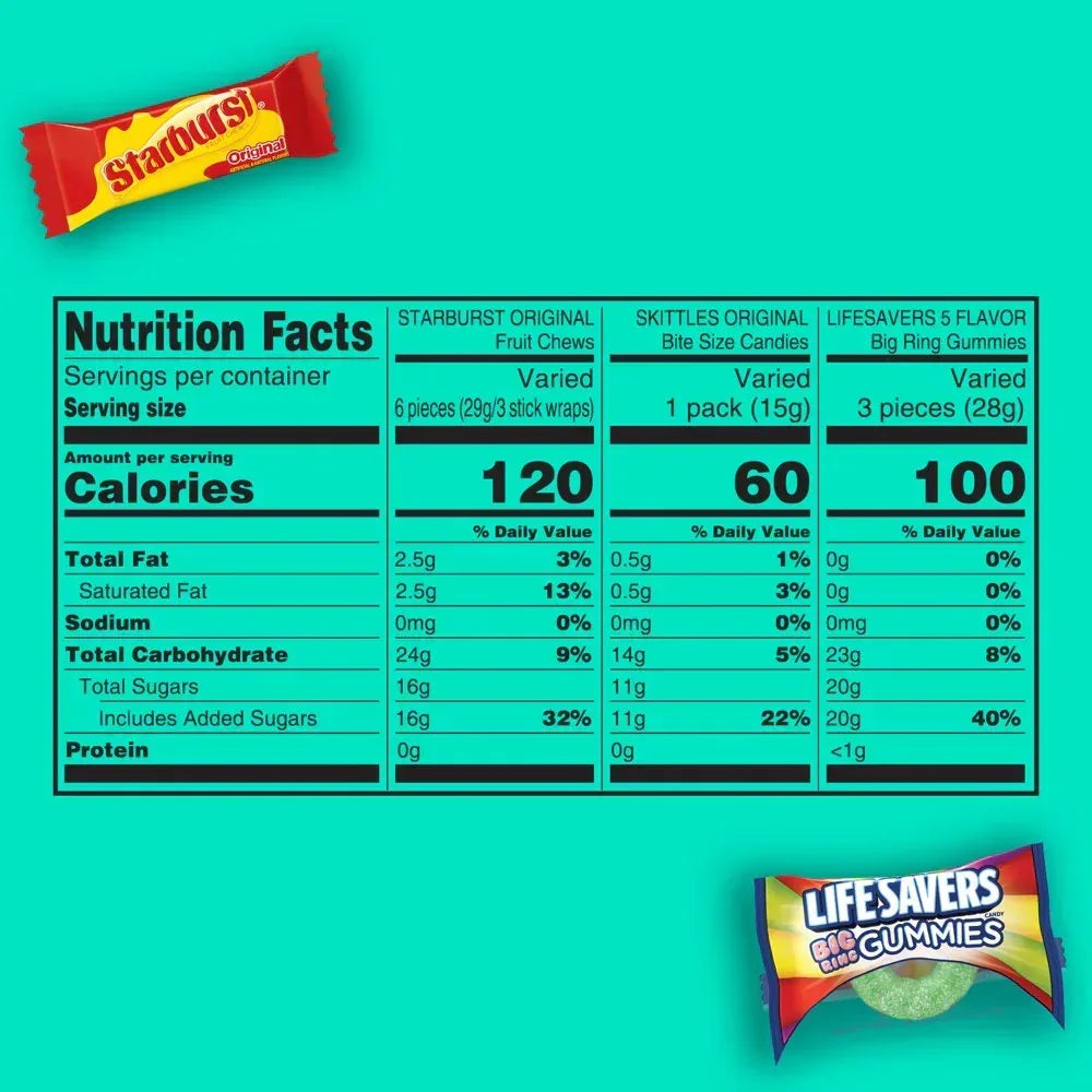 Skittles, Starburst & Life Savers Gummy Candy Variety Pack - 80 Ct Bag