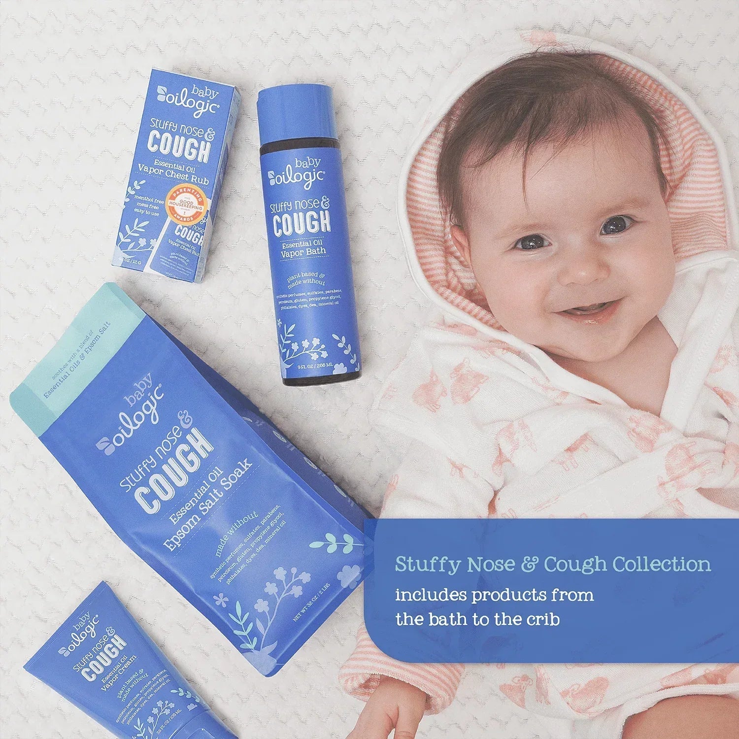 Oilogic Stuffy Nose & Cough Essential Oil Vapor Bath for Baby, 9 oz