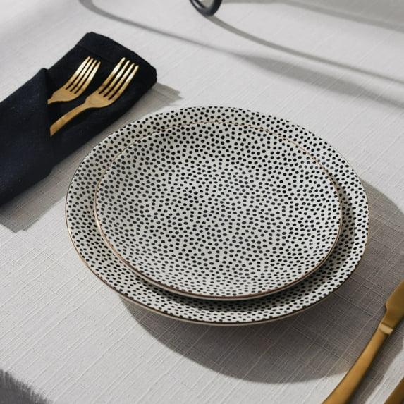 Thyme & Table TT0061 Dinnerware Black & White Medallion Stoneware, 12 Piece Set