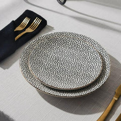 Thyme & Table TT0061 Dinnerware Black & White Medallion Stoneware, 12 Piece Set