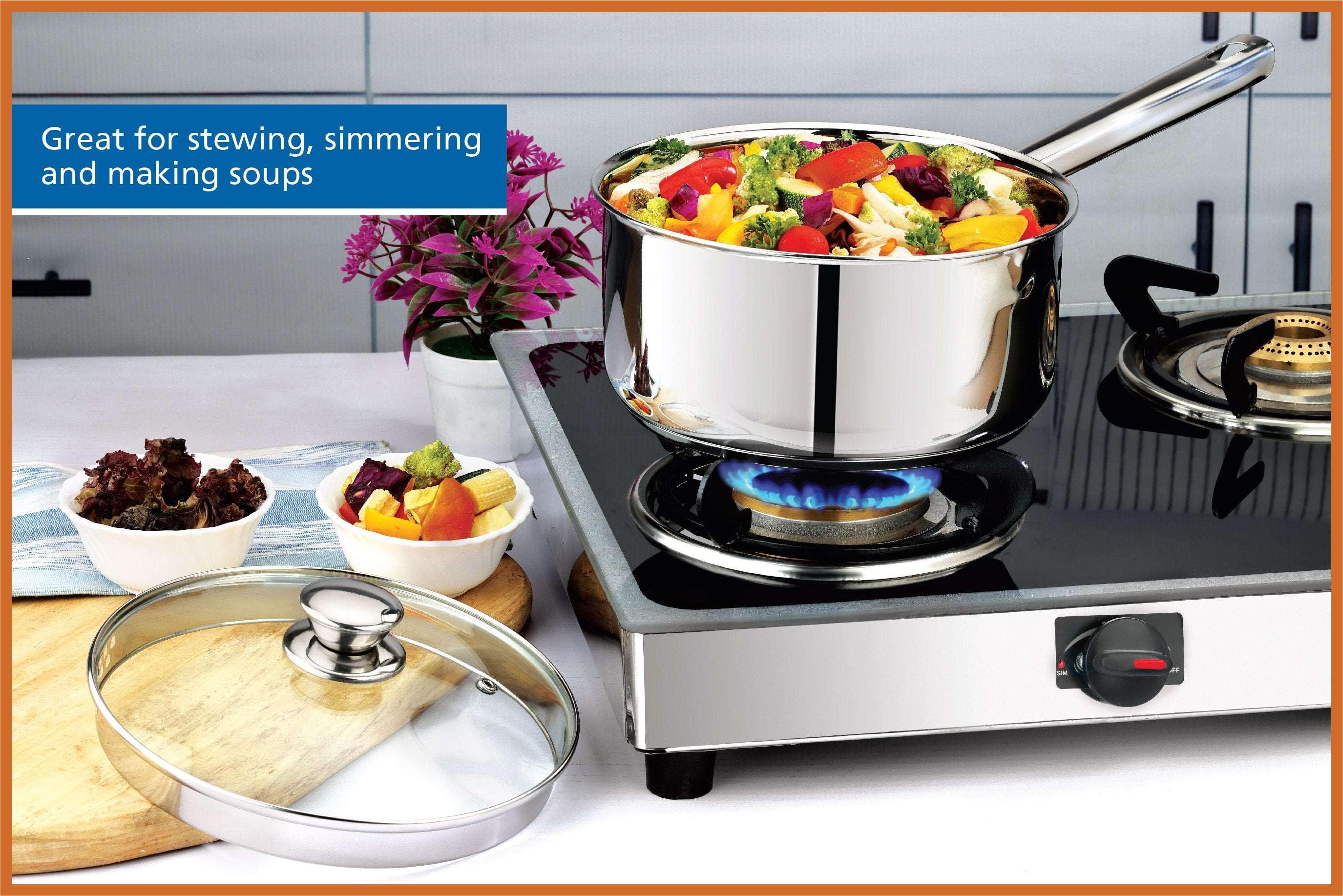 Mainstays 3 qt Induction Compatible Stainless Steel Saucepan with Lid