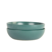 Matte emerald green serving bowls, two nested with flat base