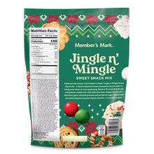 Back of Member's Mark Jingle 'n Mingle Sweet Snack Mix pouch with nutrition panel