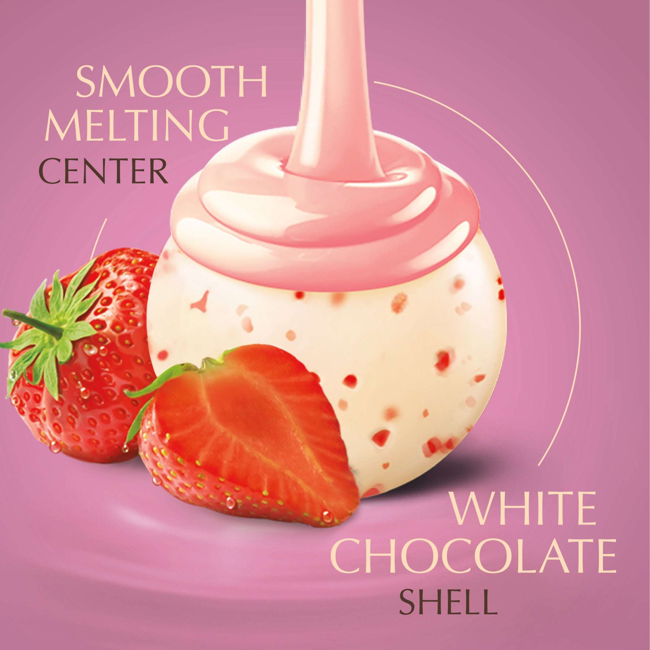 Lindt LINDOR Strawberries and Cream White Chocolate Candy Truffles, White Chocolate with Strawberries and Cream White Truffle Filling, 5.1 oz. Bag